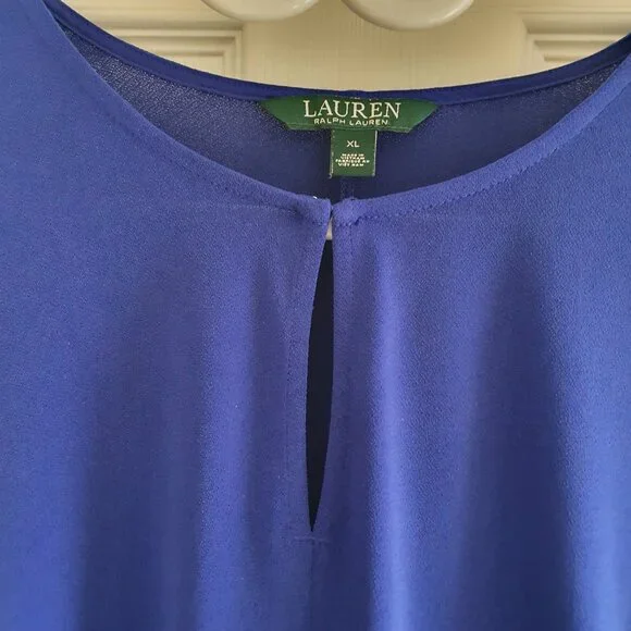 Lauren Ralph Lauren Cobalt Blue Keyhole Tunic Top XL - Picture 4 of 7